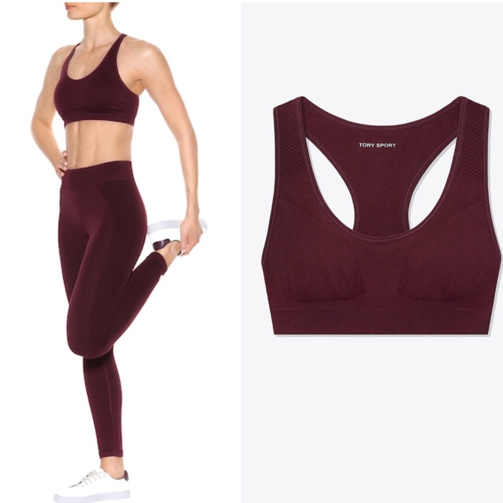 TORY SPORT - Seamless Racer back bra Wine, XS